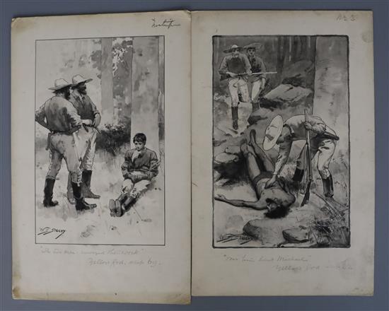 Walter Syndey Stacey (1846-1929). A set of 6 monochrome watercolour illustrations for The Yellow